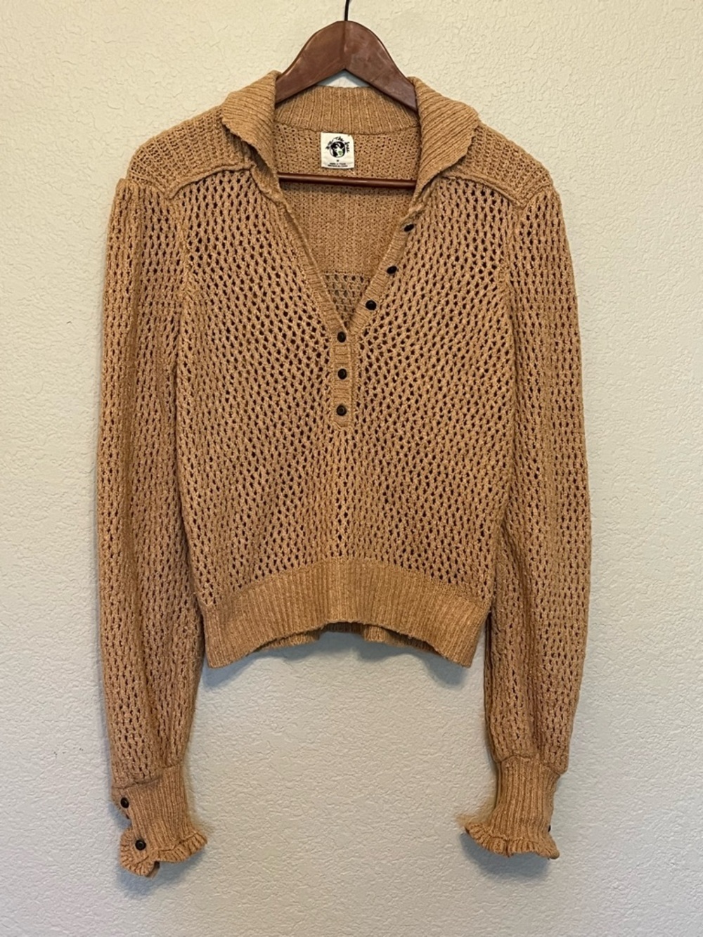Free People We the Free Snowdrift Pullover Camel Heather Sweater Women's Medium